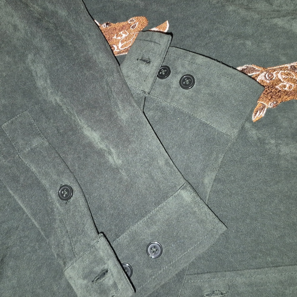 Quacker Factory Vintage Green Faux Suede Embroidered Giraffe Motif.(#1824) Sz.L. - Picture 12 of 15